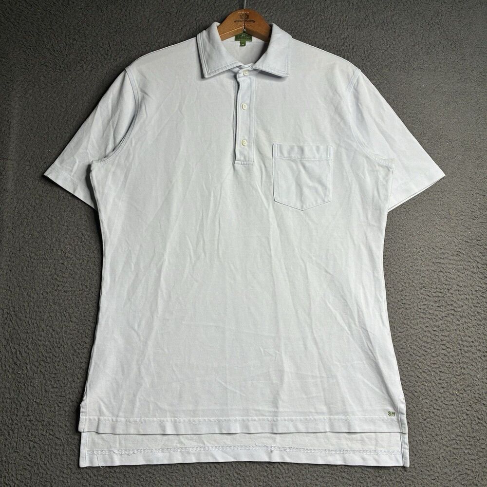 SID MASHBURN Medium Light Blue Gray Pima Cotton Short Sleeve Polo Shirt